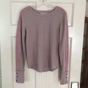 Free People Long Sleeve Waffle Shirt, M